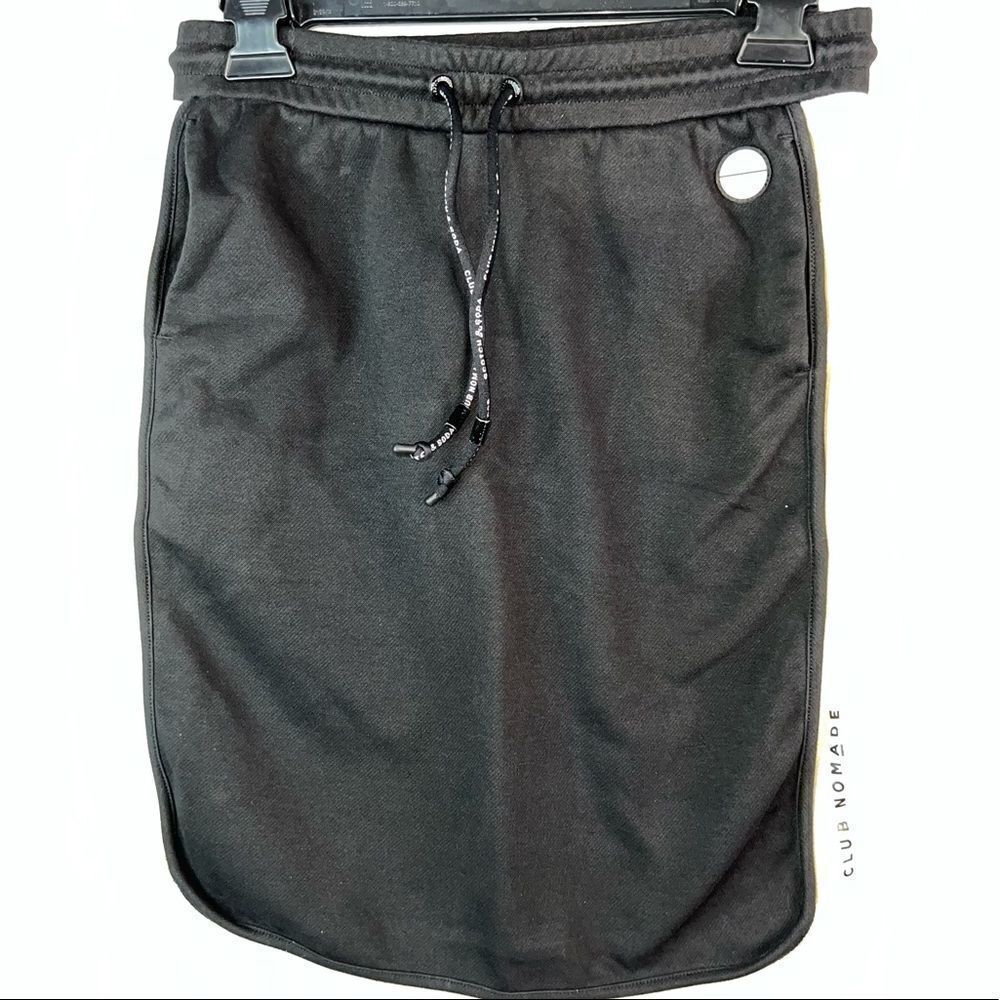 Anthropologie Scotch & Soda Pull Tie Mini Jersey Skirt Black/Cream Sz Small